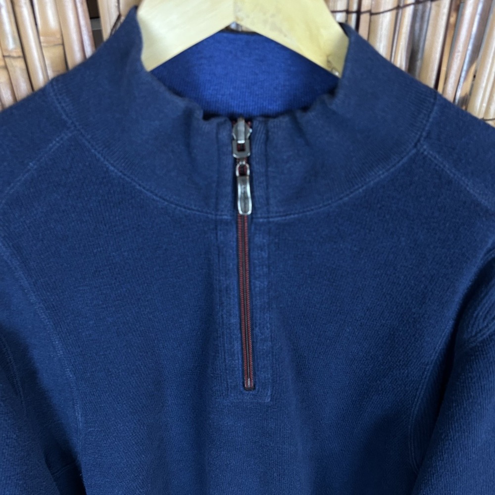 Tommy Bahama Men's Sweater 1/4 Zip Sweater Navy Blue Preppy Casual Outdoors - L - Picture 3 of 14